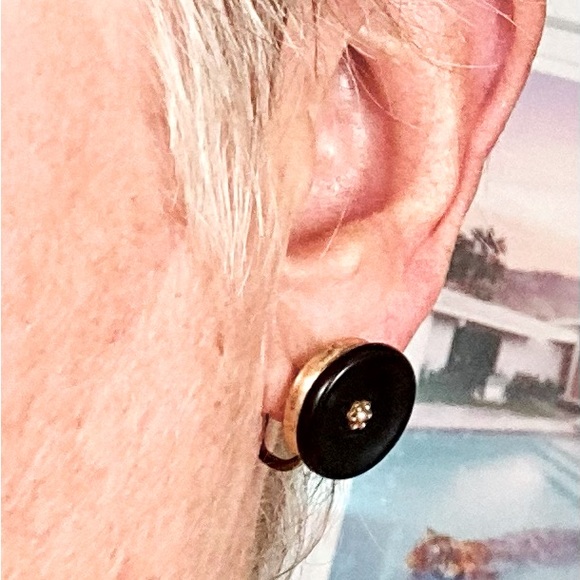 Bakelite Button Earrings - Picture 2 of 4